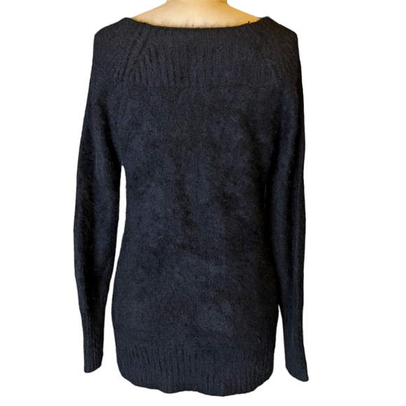 Armani Exchange Fuzzy Soft Angora Black Sweater With Beaded Branding Women's LG - Picture 4 of 7